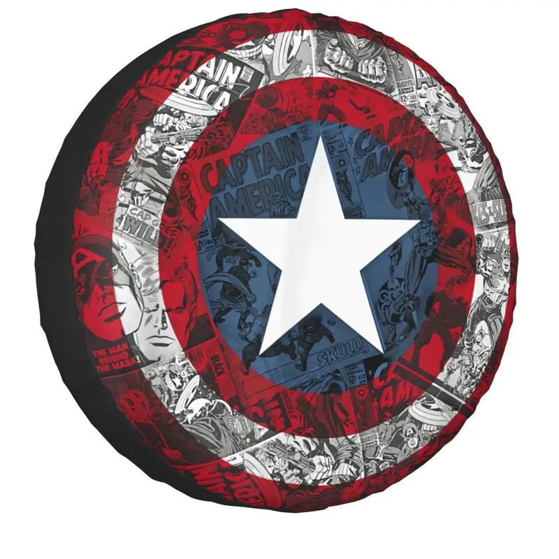 Captain Shield Comic Spare Tire Cover for Mitsubishi Pajero Jeep RV SUV Camper Film Car Wheel Covers 14\