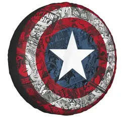 Captain Shield Comic Spare Tire Cover for Mitsubishi Pajero Jeep RV SUV Camper Film Car Wheel Covers 14