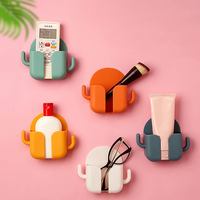 Punch-free Mobile Phone Holder Wall Mount Stand Remote Control Organizer Storage Box Charging Bedside Container Rack Gift 1pcs