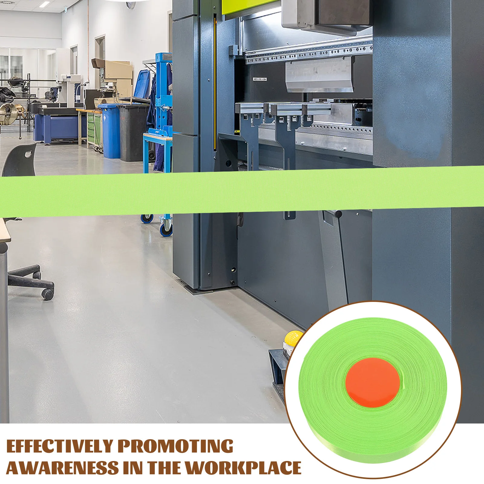 شريط علامات فلورسنت غير لاصق، تحذير أمان، رؤية عالية، متينة وقابلة لإعادة الاستخدام، مناطق خطرة خضراء زاهية #1