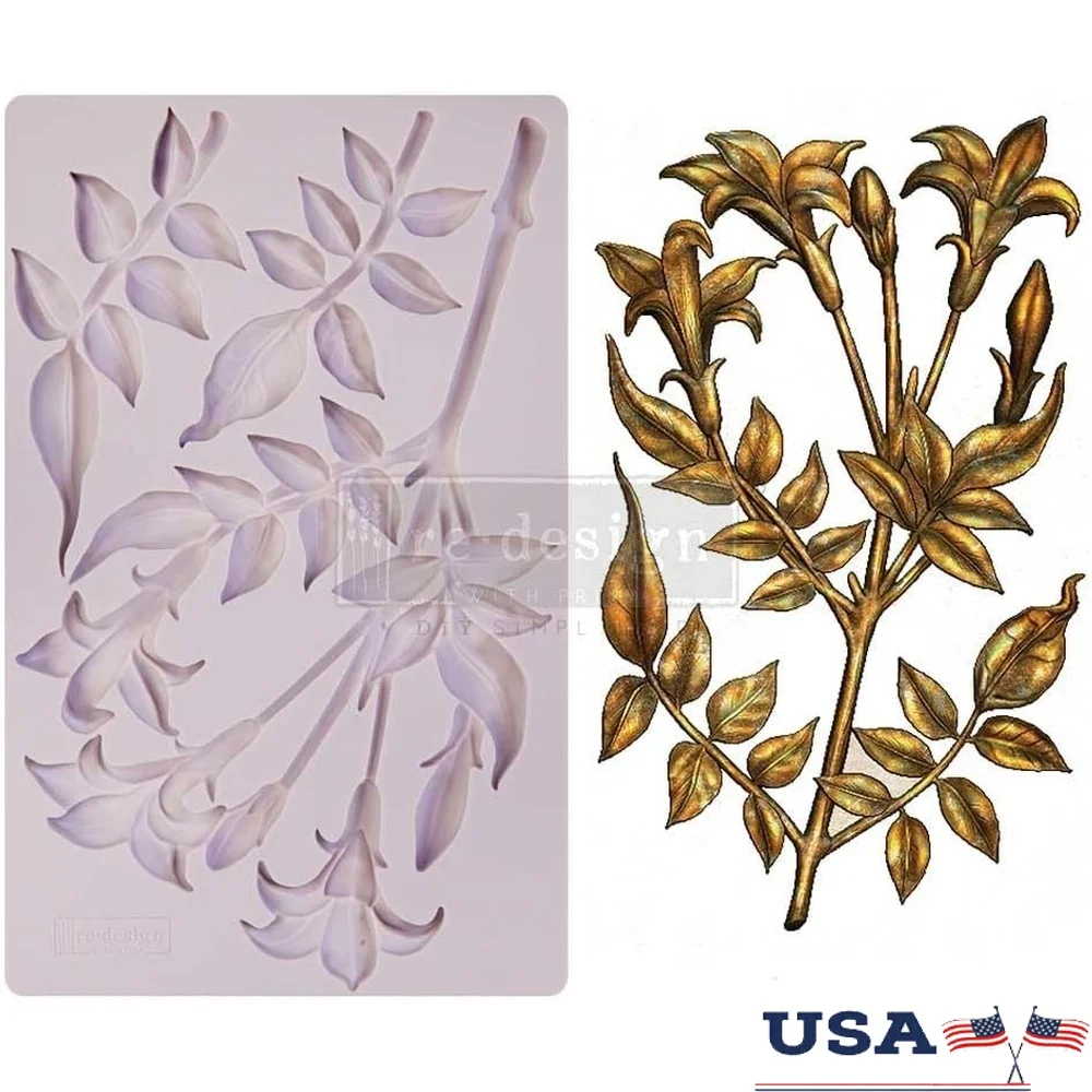 

Silicone Lily Flowers Moulds Furniture Decor 5x8 Inch Bakery Cake Candy Soap Polymer Clay Crafting Tools