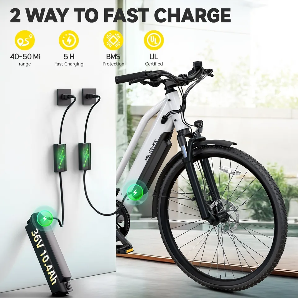 1000W Electric Bike 28MPH 7-Speed Dual Disc Brakes Commute E-City Bike image 4