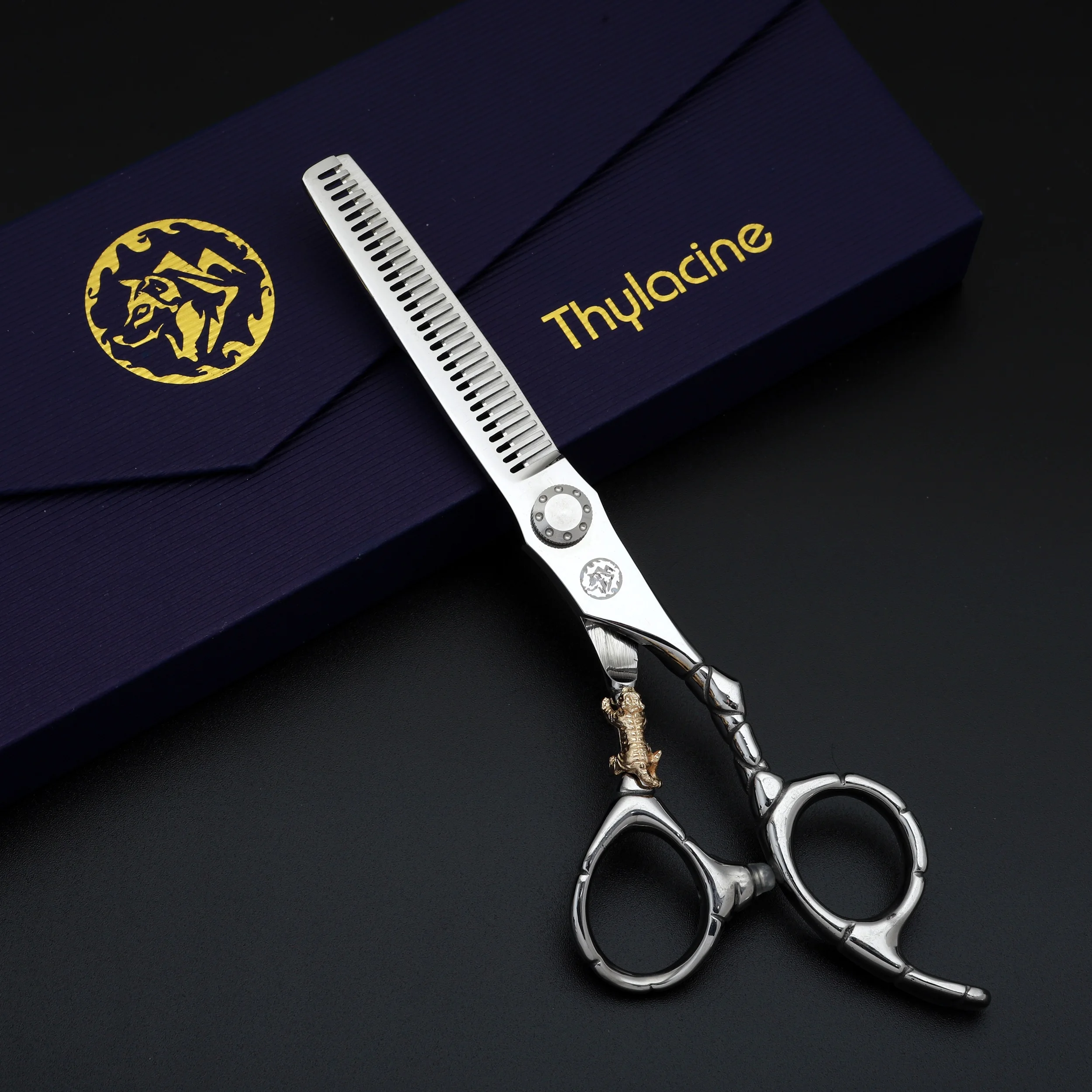 

Набор профессиональных парикмахерских ножниц с изображением головы тигра для домашнего использования: прямые ножницы, филировочные ножницы, для стилистов.