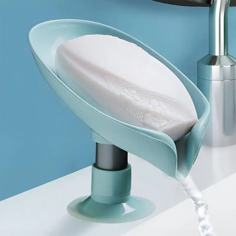 Soap Dish Leaf Soap Box Drain Soap Holder Bathroom Shower Soap Holder Dish Storage Plate Tray Bathroom Supplies Soap Container