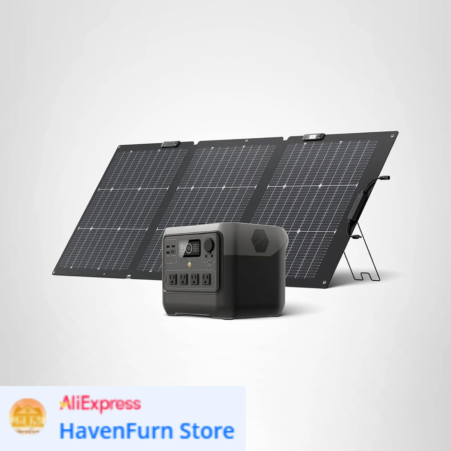 

2 Pro 768Wh Portable Power Station & 160W Portable Solar Panel LiFePO4 Battery 70 Min Fully Charged, 4×AC, For Camping, RV