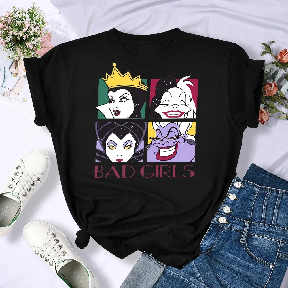 Funny Friends T Shirt Disney Villains Graphic Printed T Shirt New Women T-shirt Cute Female T-shirt Kawaii Tees Fashion Clothes