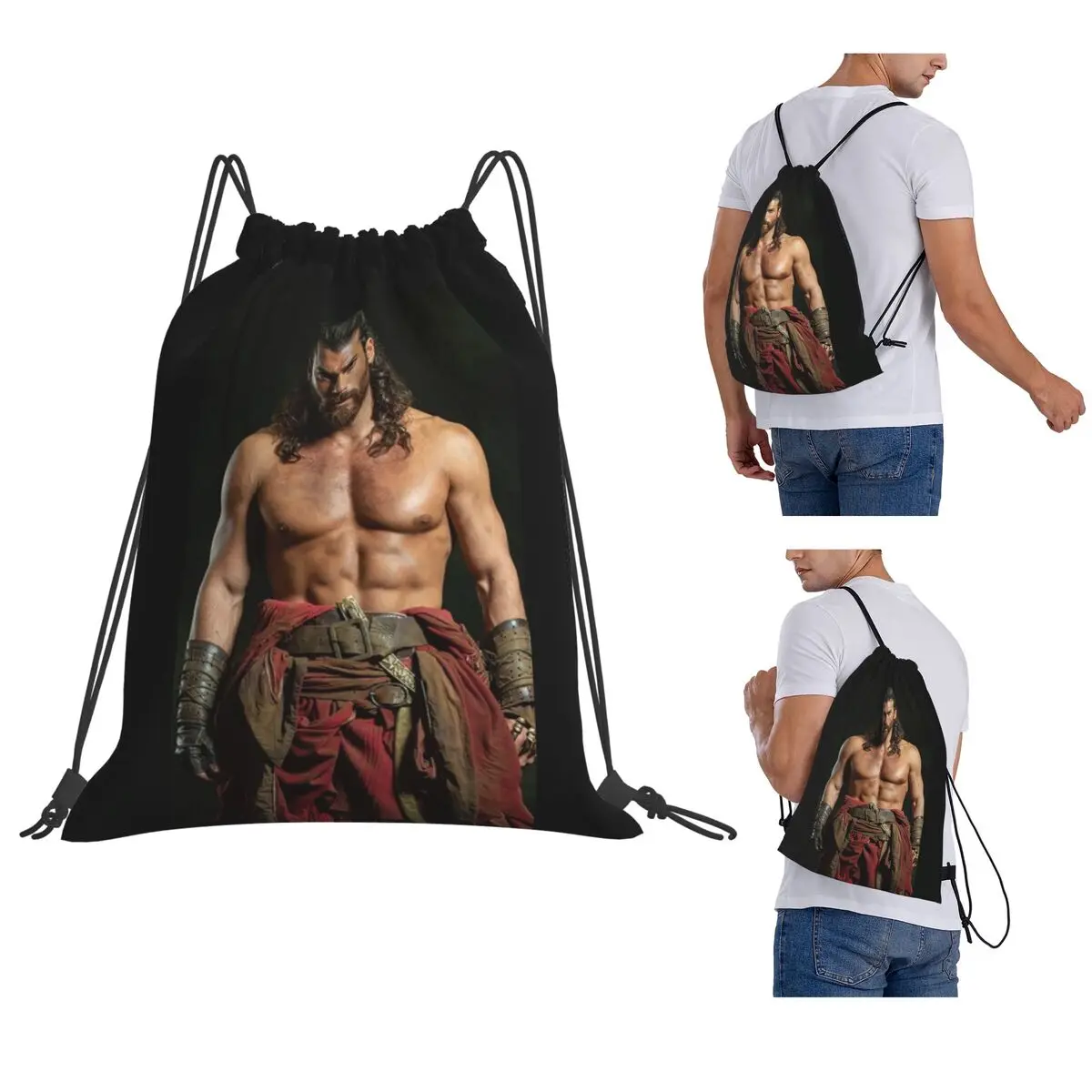 Actor Can Yaman Photo Backpacks Fashion Drawstring Bags Storage Bag Book Bags for Man Woman Students