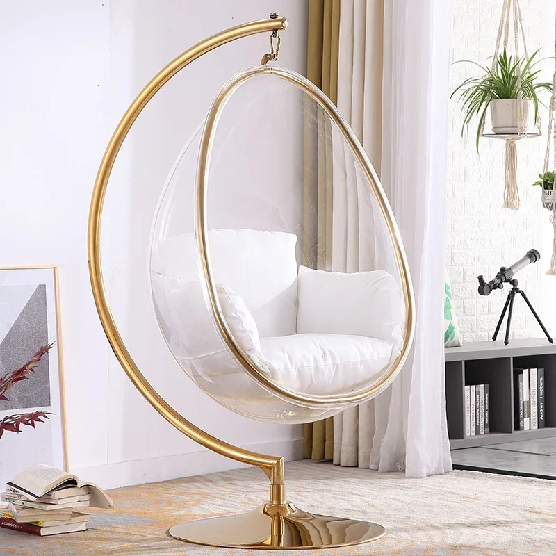 

Transparent Egg Chair Ball with Soft Cushion Rocking Lounge Recliner Indoor Outdoor