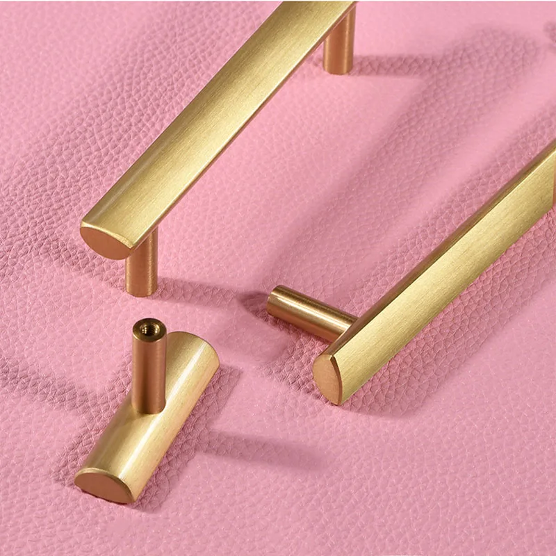 Brass Cabinet Handles Gold Wardrobe Pull Handle Drawer Chest Knob Fashion Furniture Bar Handle