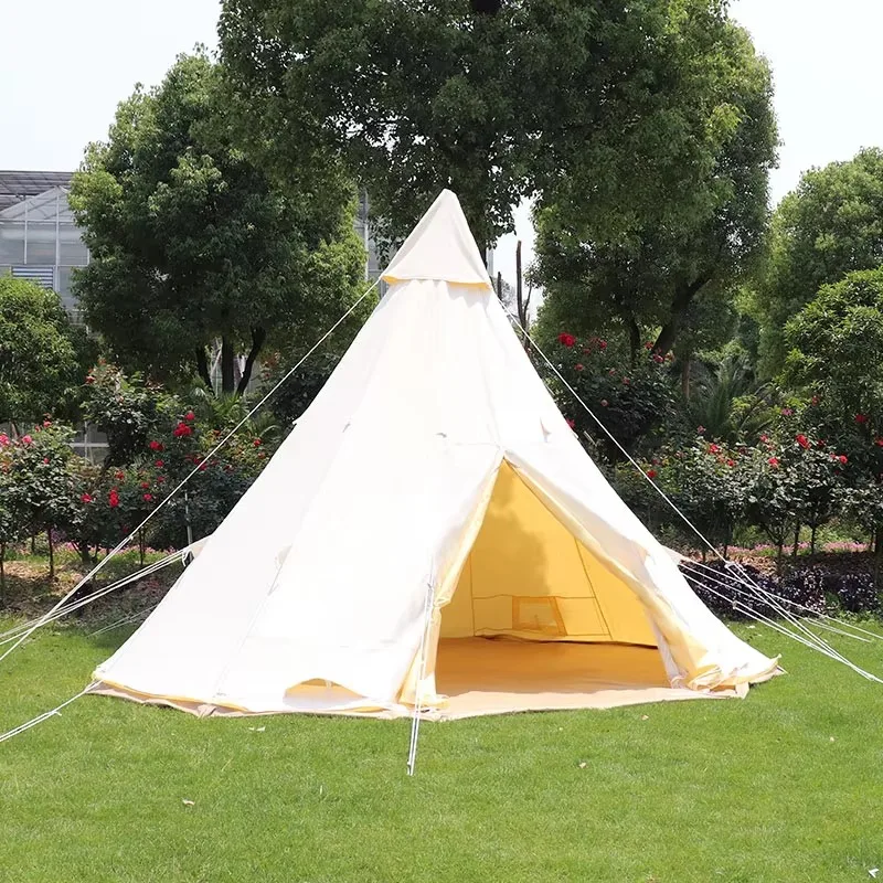 YTYINGlamping Bell Tent 4 Seasons 4-6 Person Water Resistant Ventilated Mesh Family Camping Tent