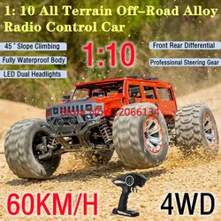 Outdoor 60KM/H High-Spped All Terrain Off-Road Remote Control Car 45° Climb Waterproof 4WD LED Light Metal Base RC Alloy Truck