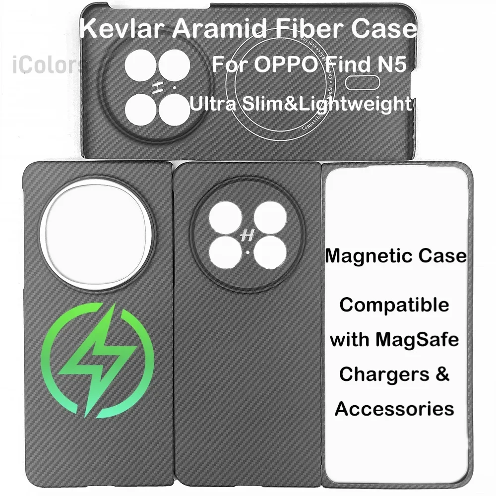 

OPPO Find N5 Magnetic Case MagSafe Case Carbon Fabric Fiber Aramid Cover Ultra-thin Protective Cover Supports Wireless Charging