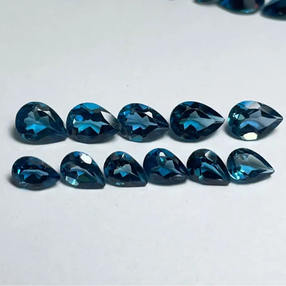 

Натуральный топаз грушевидной огранки, Лондонские голубые капли воды, драгоценный камень для колец, серег