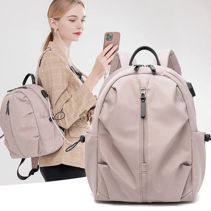 Korean Version of Minimalist Oxford Cloth Backpack, Large Capacity Computer Bag, New Product, 2024