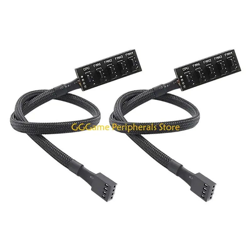 U55B 4Pin PWMs Fan Hub Splitter 1 to 5 for PC Cooling System Extension Cable 40Cm