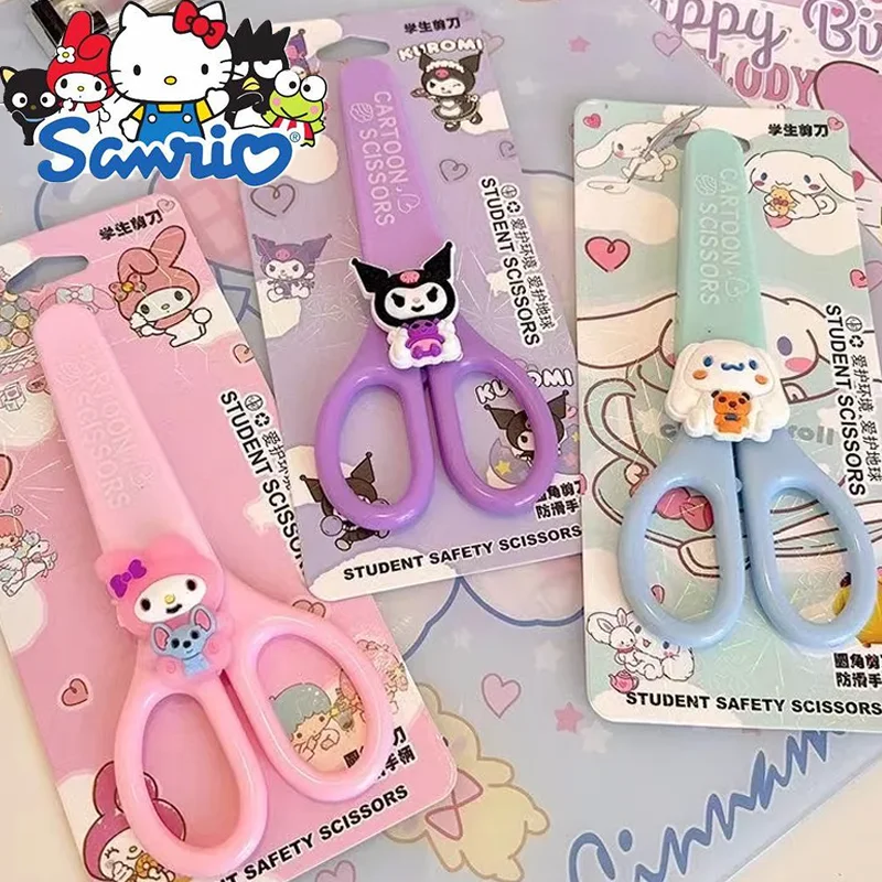 

1/3Pcs Sanrio Hand Made Scissors Kuromi Cinnamoroll Melody Kawaii Safety Silicone Shell Kid Stationery School Supplies Scissors