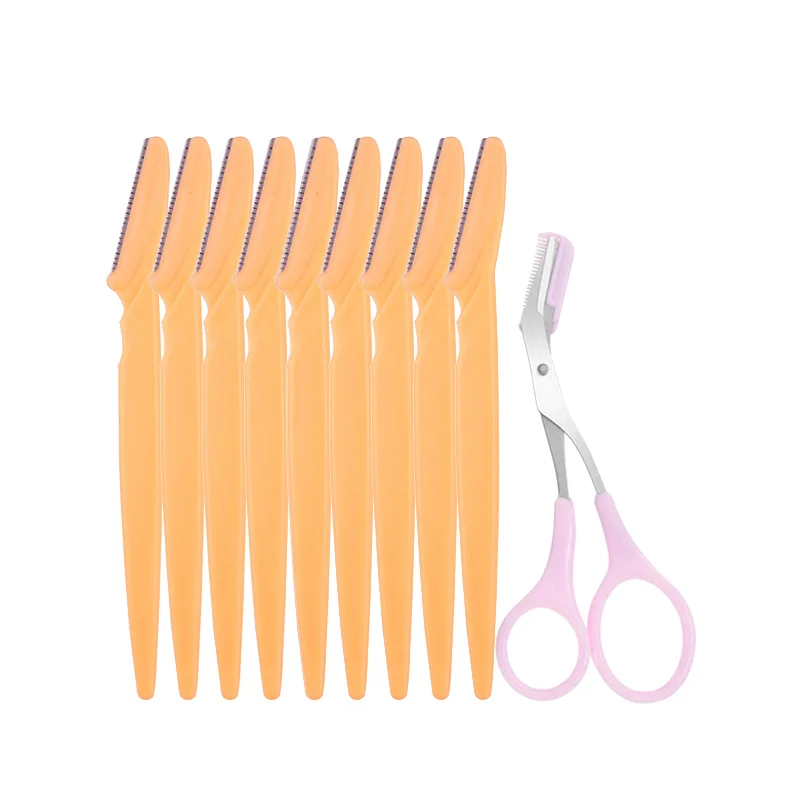 Yunduogirl 5/10/20Pcs Eyebrow Trimmer Set Women Face Hair Remover Brow Scissors Comb Safe Blade Scraper Shaver Makeup Tool