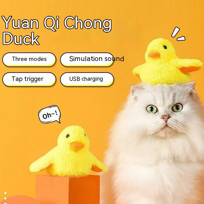 Flapping Duck Cat Toys Interactive Electric Bird Toys Washable Cat Plush Toy boredom amusing stick Vibration Sensor Game Kitten