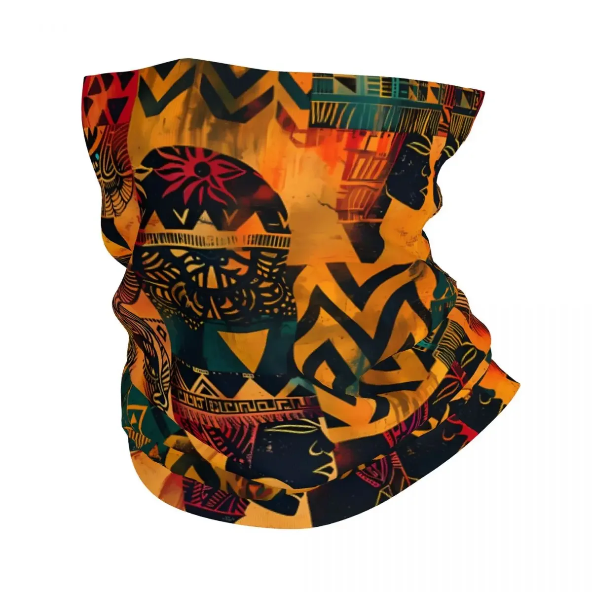 African Tribal Women Art Scarf Neckerchief Neck Face Mask Polyester