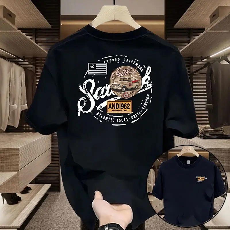 2026 Trend Unisex Trendy Retro Fan Tee Front Small Logo Back Classic Pickup Truck Badge Graphic Oversized Crew Neck Top