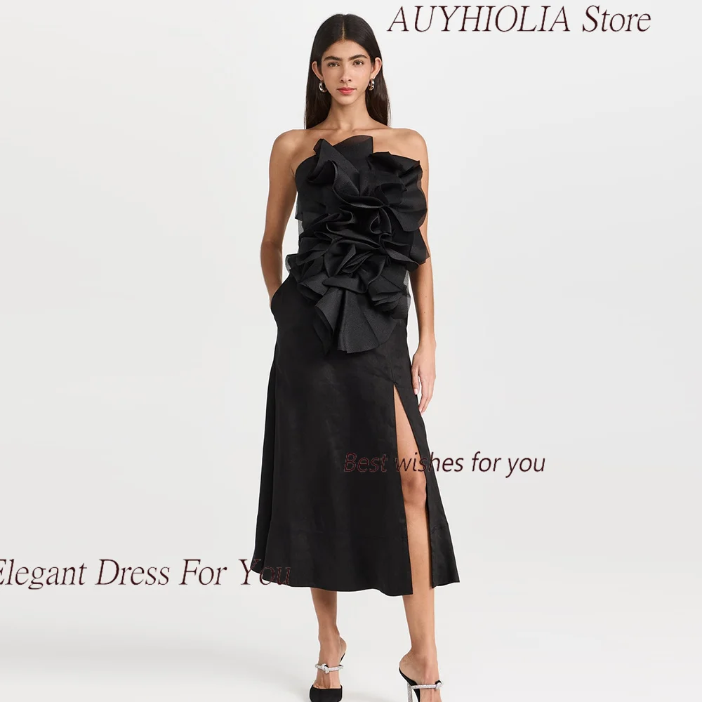 

Fashion Strapless Evening Dress For Sexy Women 정장원피스 Vestidos de festa Custom Made Simple Black Cocktail Party Prom Gown