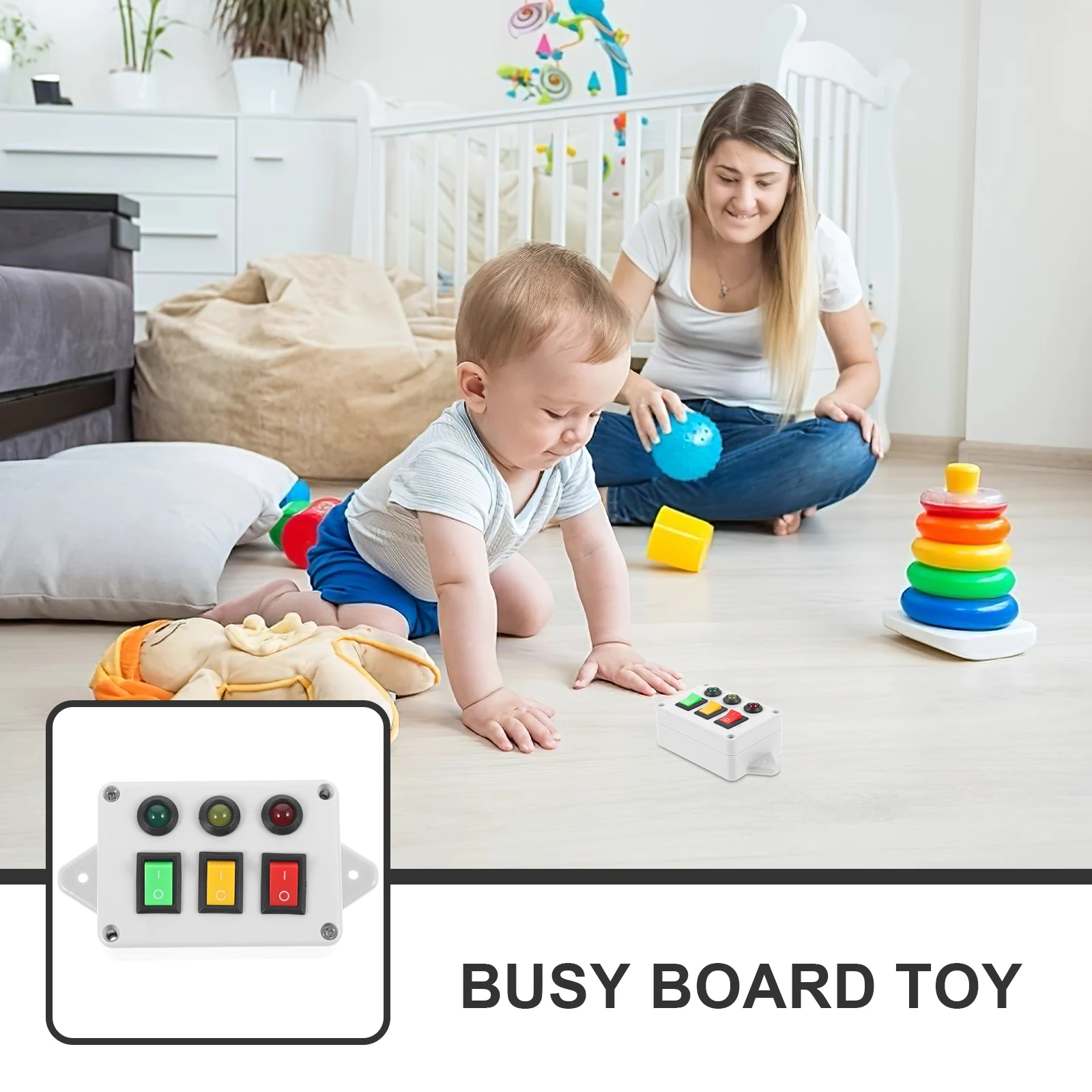 Mainan Menyenangkan Lampu Sakelar Tiga Lampu untuk Anak-anak Mainan Montessori Sensorik Plastik Bahan Bermutu Tinggi Bersinar Balita Sibuk