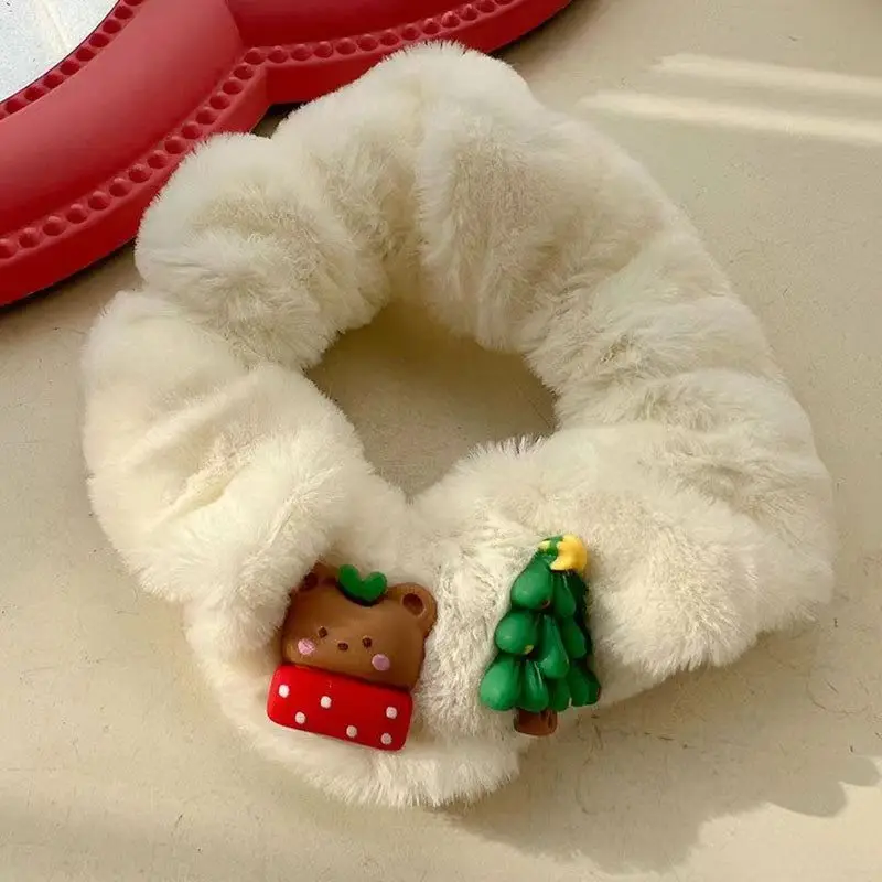 Плюшевые резинки для волос для женщин, набор рождественских резинок для волос с рисунком снеговика, праздничные аксессуары для волос для девочек
