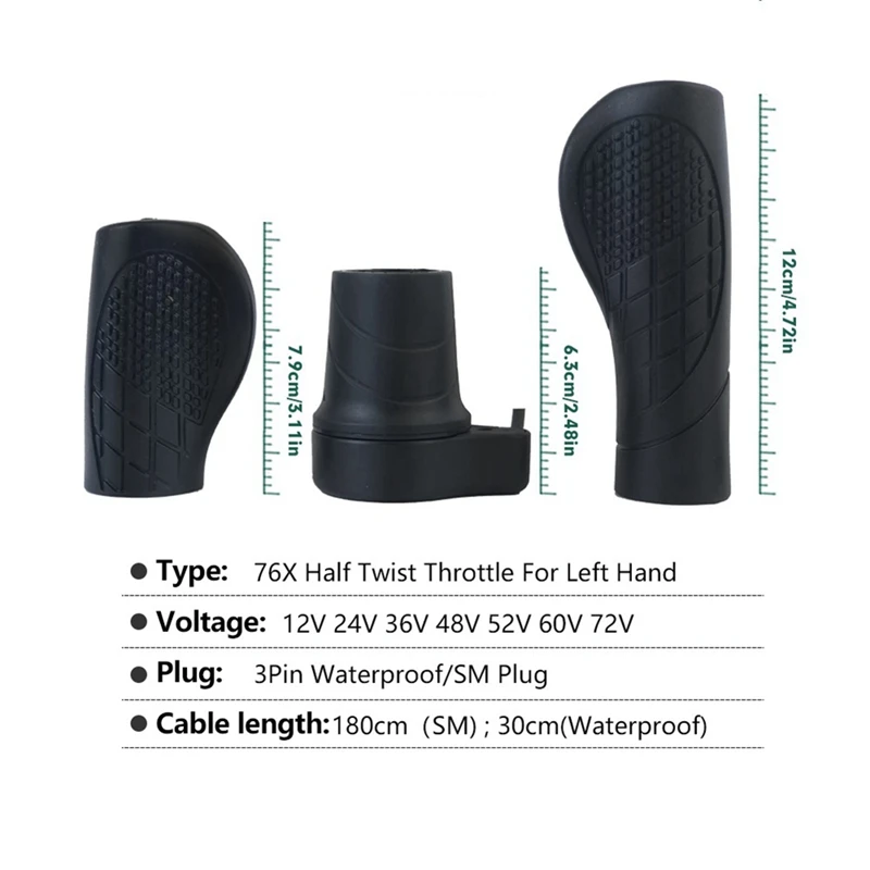 Half Turn Handle Throttle Waterproof Connector Black 12X9x7cm Bicycle Lithium Conversion Electric Bike Booster Accessories image 6