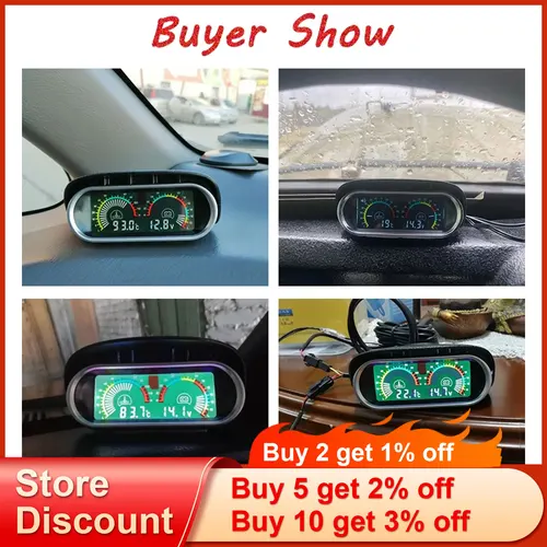Imagen 2 del producto Medidor Digital de temperatura del agua para coche, voltímetro, sensor de temperatura del agua para motocicleta, LCD universal, 10mm, 12V, 24V, AD, 2 en 1