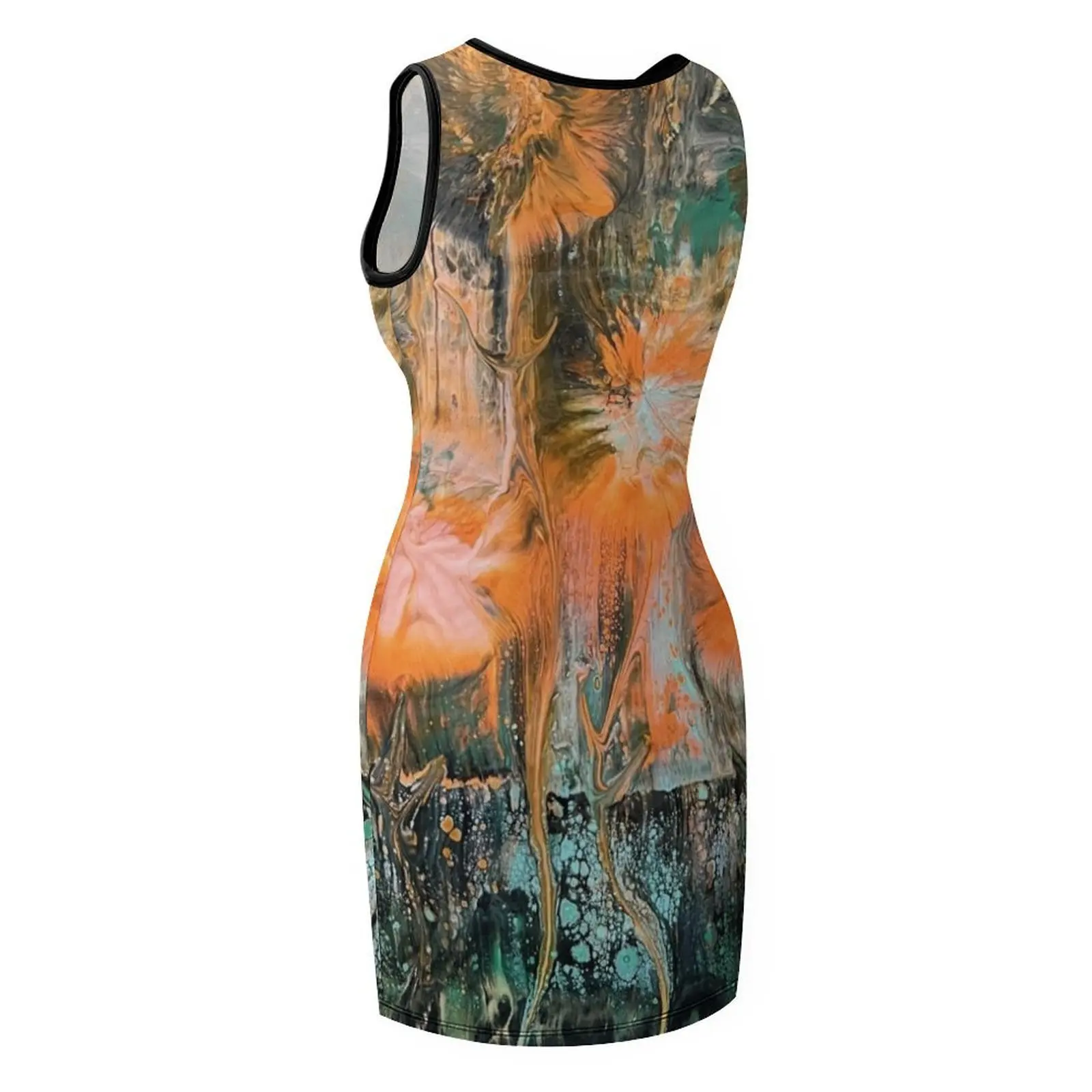 SLB Designs abstract orange flowers Sleeveless Sundress Woman clothes women's summer dresses 2025
