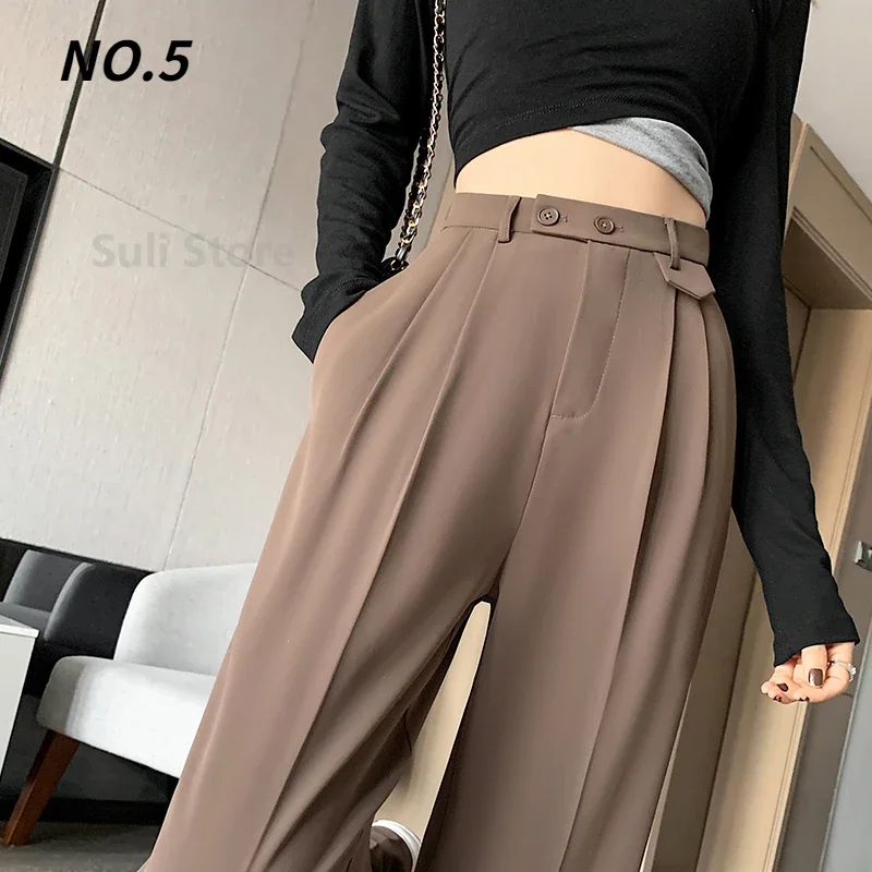 Suit Pants for Women Spring and Autumn 2023 New High Waist Drooping Wide-Leg Pants Loose Slimming Narrow Version Mop Trousers