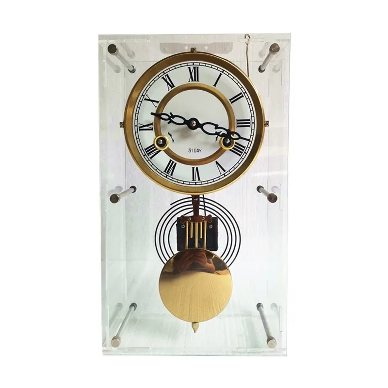 Vintage Mechanical Table Clock Pendulum Wall Clock Luxury Pure Copper Movement Table Watch Desk Clock Bedroom Gift