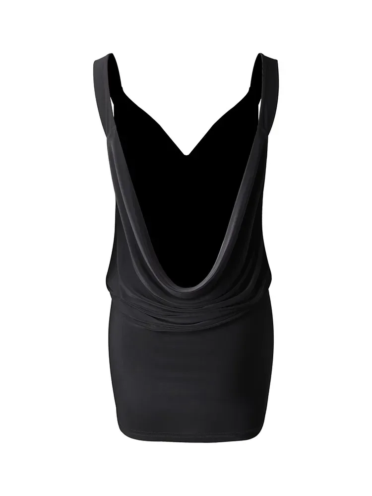 Women  Sexy Swing Neck Latin Dancing Practice Training Wear Latest Latin Dance Mini Hip Dress