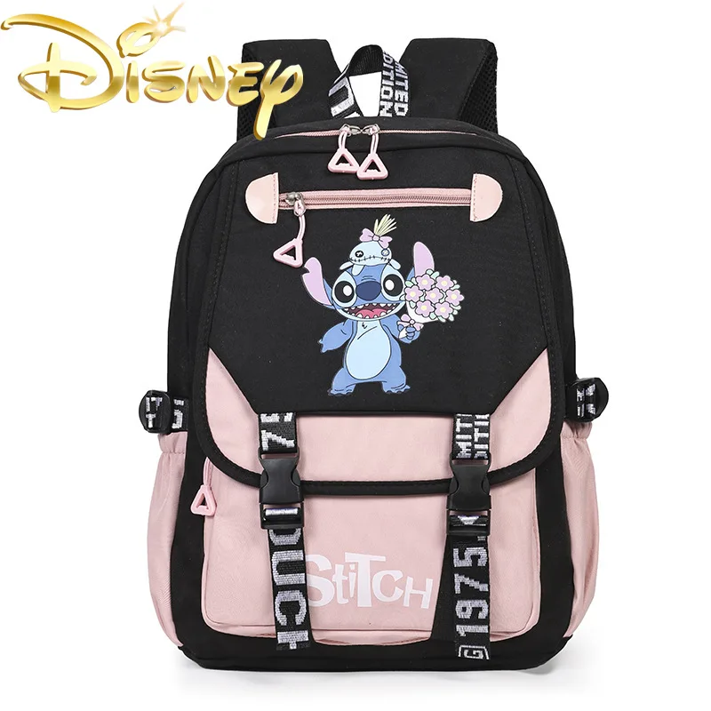 Disney Stitch New Fashion Schoolbag Cartoon Cute Student Schoolbag Large Capacity Student Backpack Travel Fashion High Quality
