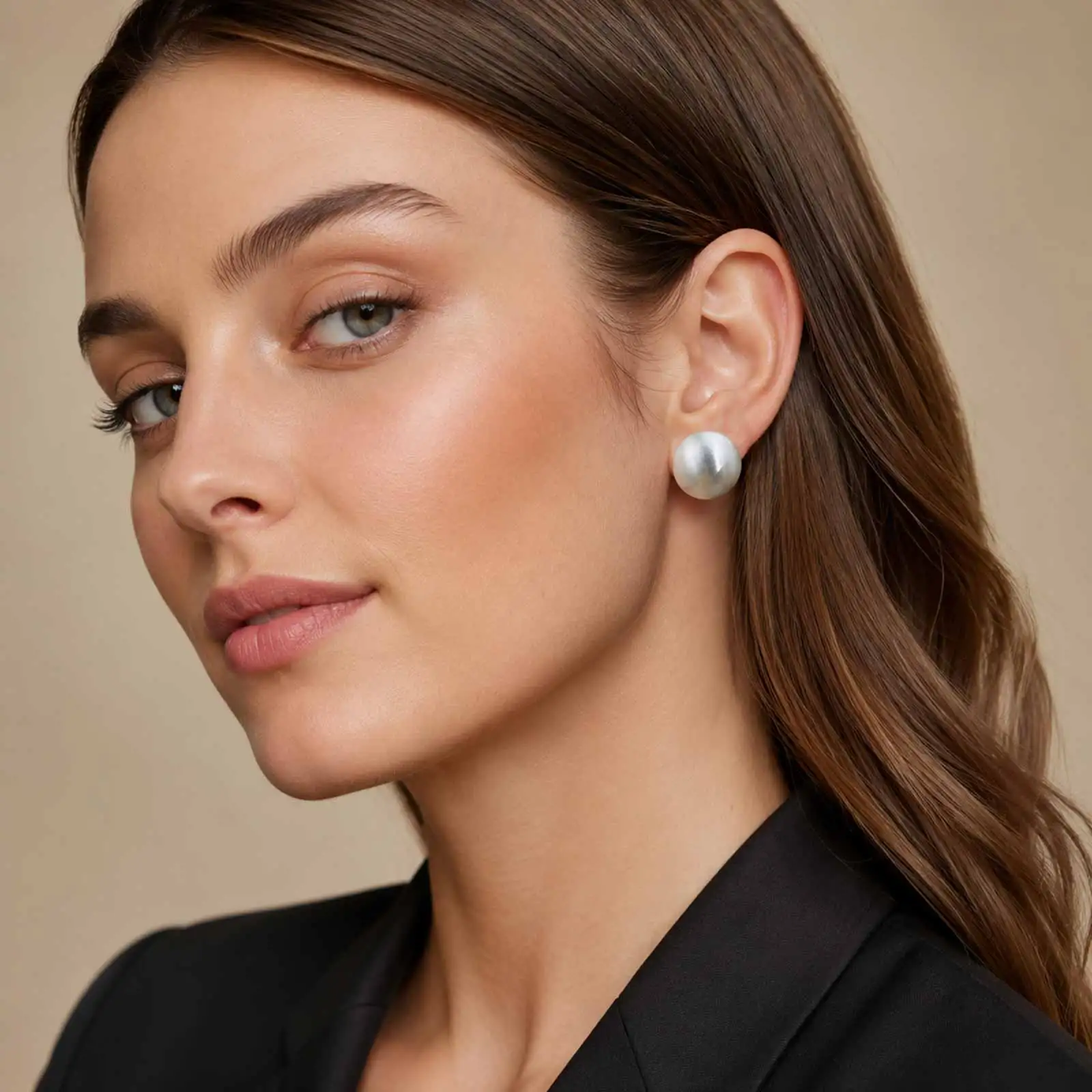 Brushed Matte Gold Ball Stud Earrings for Women, Exquisite Satin Textured Round Sphere Posts, Minimalist Jewelry Gift
