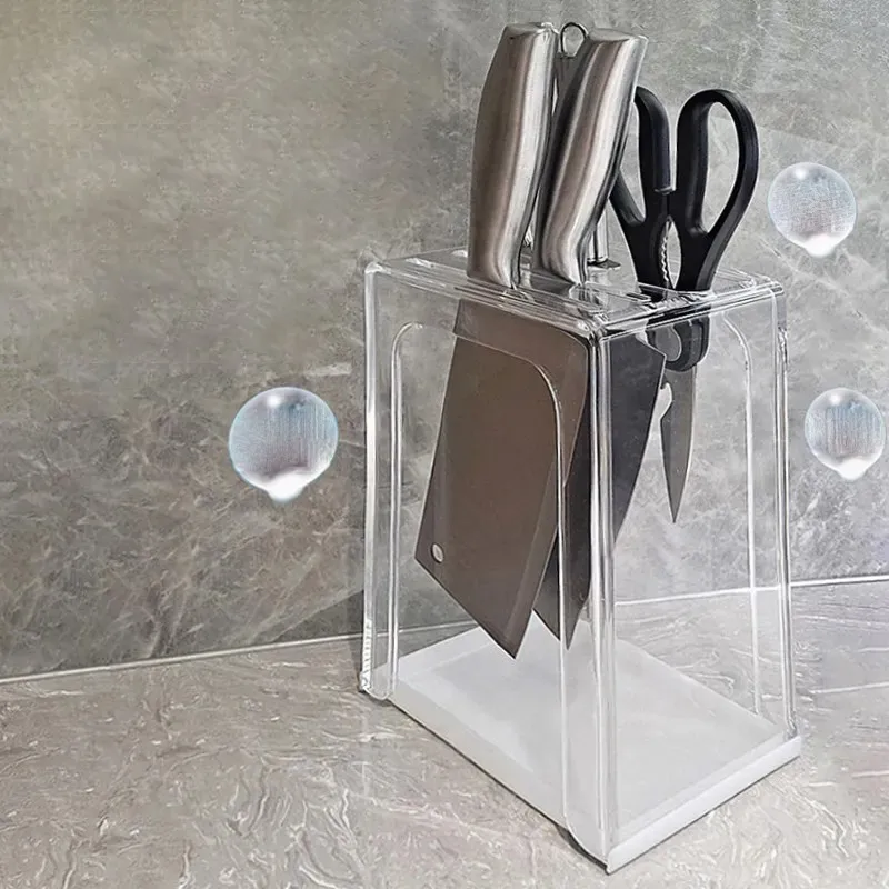 Anti Mold Knife Holder Knife Storage Rack Holder Kitchen Knives Draining Water Kitchen Transparent Acrylic Storage Rack ZI236