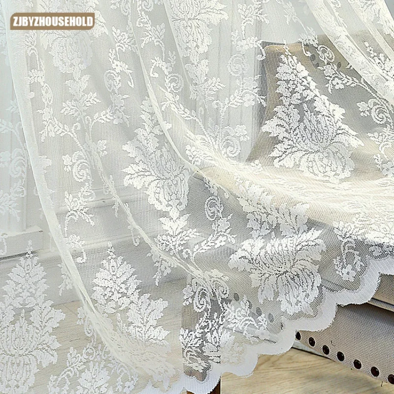 

White Tulle Curtains for Living Room European-Style Window Mesh Yarn Sheer Window Curtains for Bedroom Girl Lace Princess Drapes