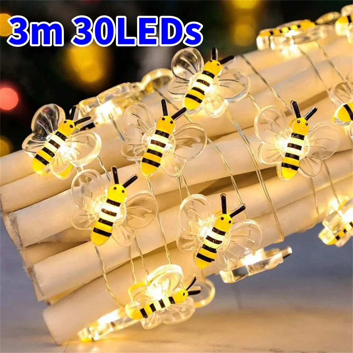 

1/2/3m Bee Lights Battery Operated Bee String Lights For Bedroom Plants Patios Party Wedding Xmas Decorative String Lights