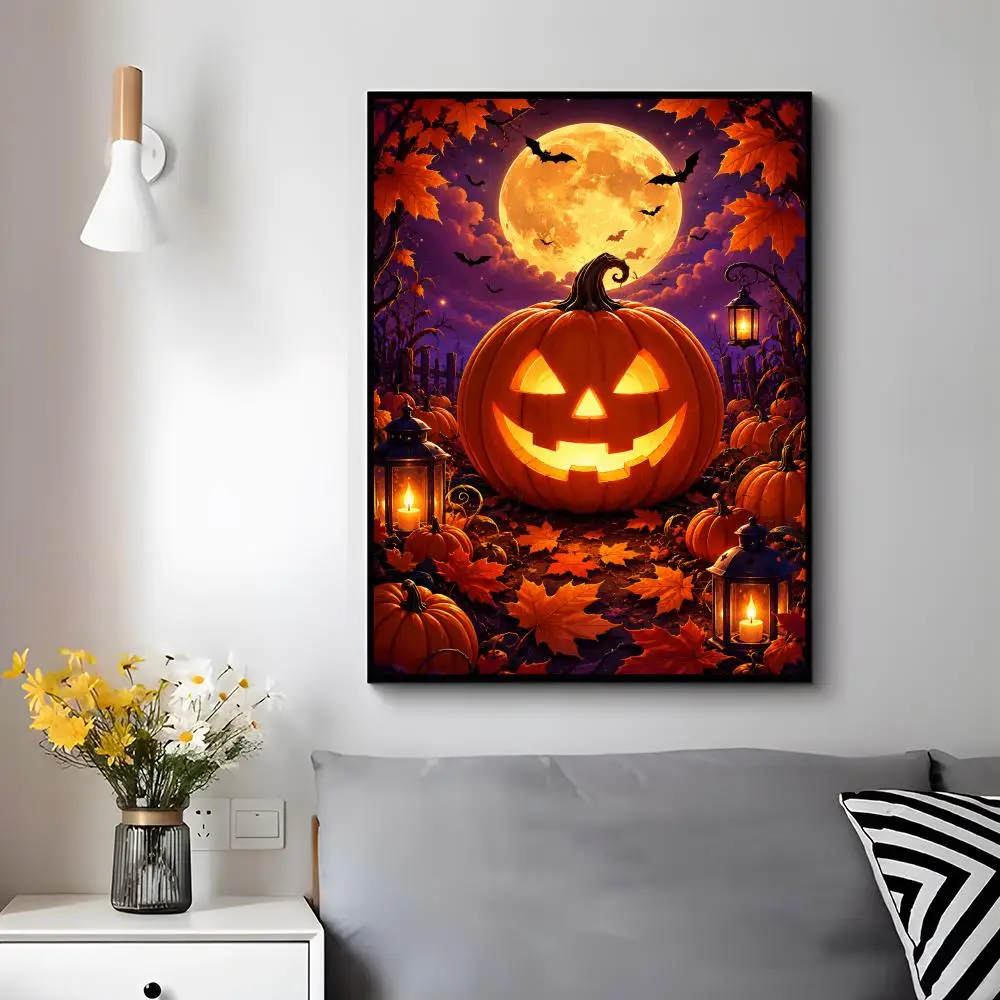 h-Halloween Jack-o'-lantern Poster Modern Luxury Wall Poster Home Decor Space Enhancer