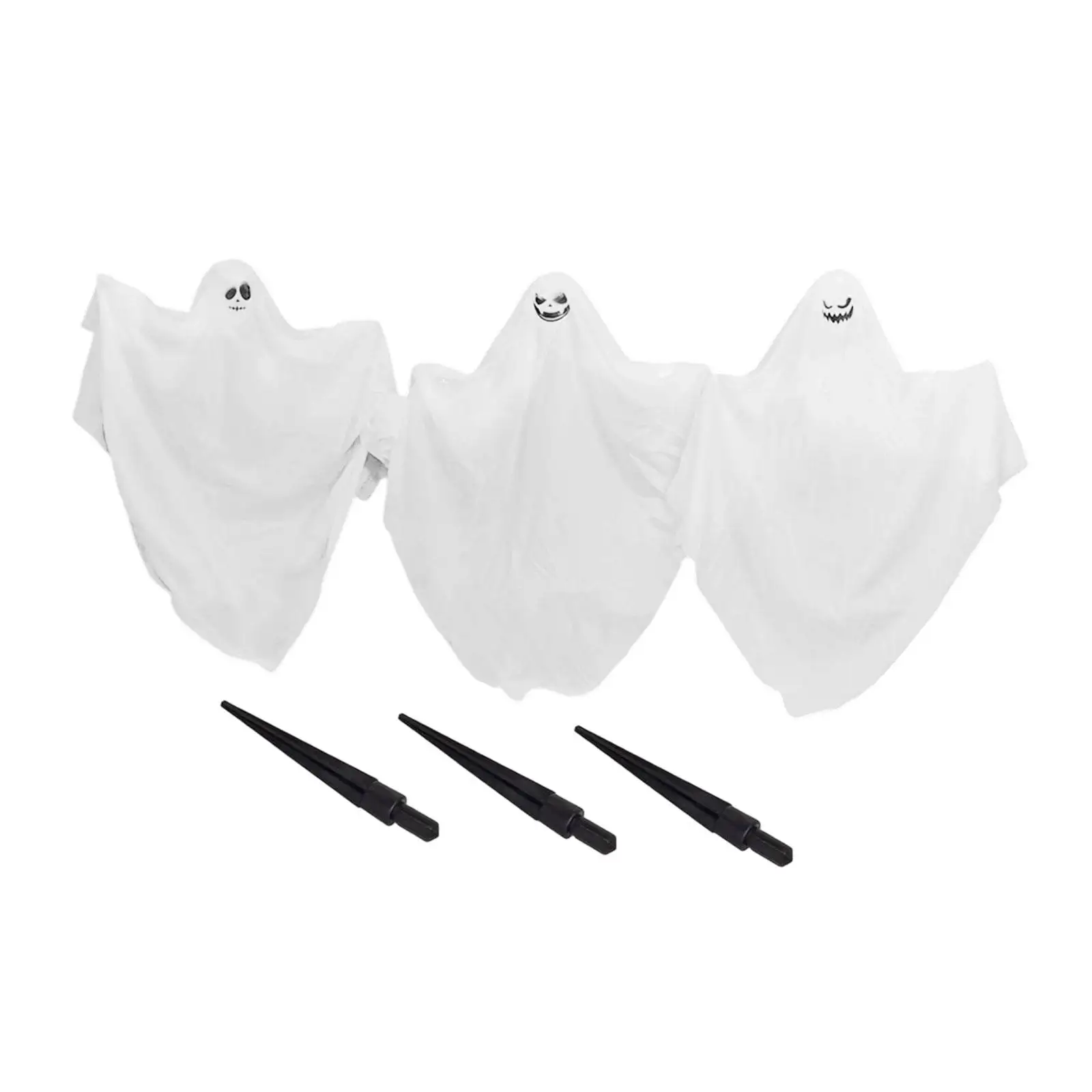 3Pcs Halloween Ghost Stakes Set Outdoor Decoration Holiday Pathway Graveyard Scene Lawn Sculpture Patio Festival Garden Stake