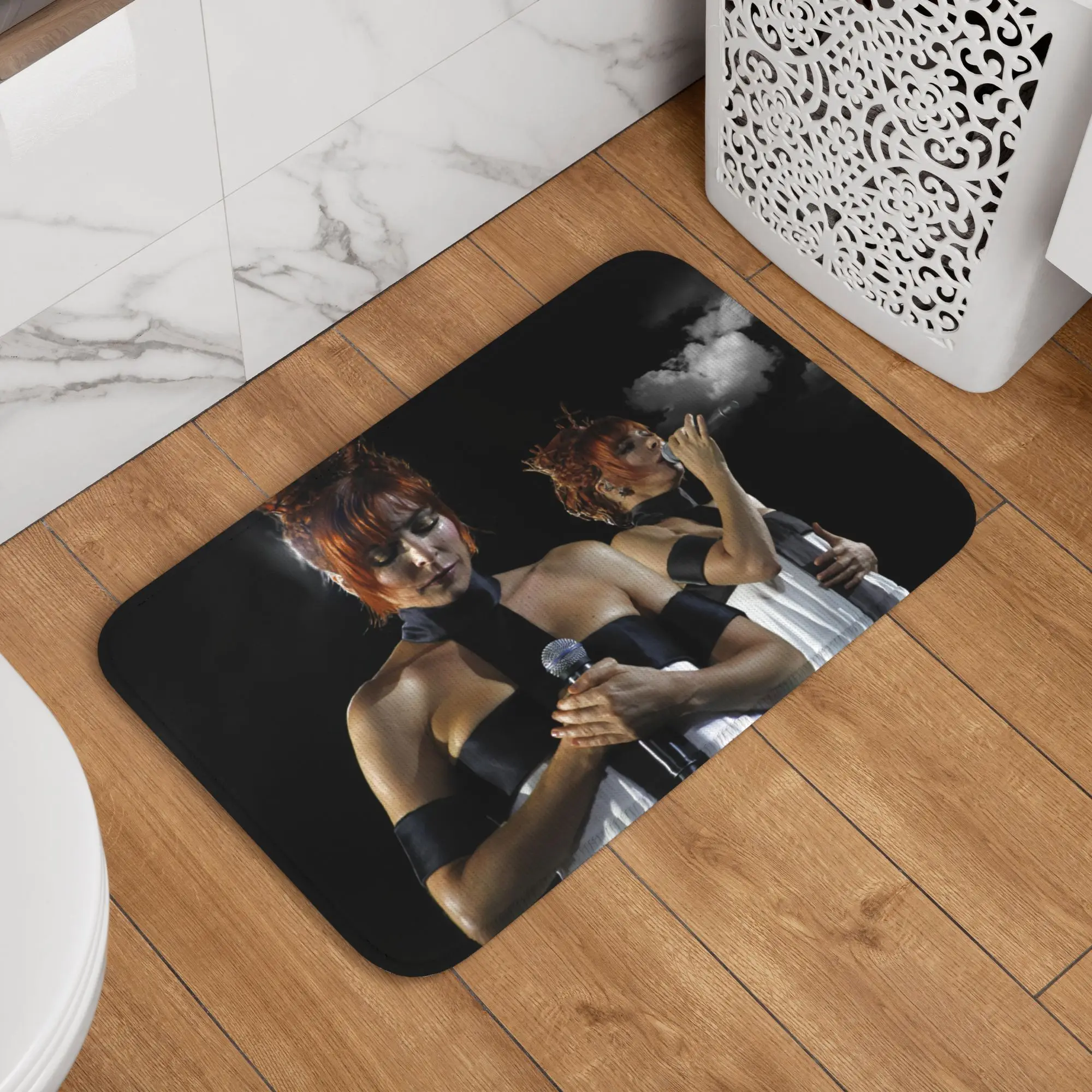 Custom Mylene Farmer Front Door Mat Anti-Slip Indoor Waterproof French Singer Doormat Garden Garage Entrance Rug Carpet
