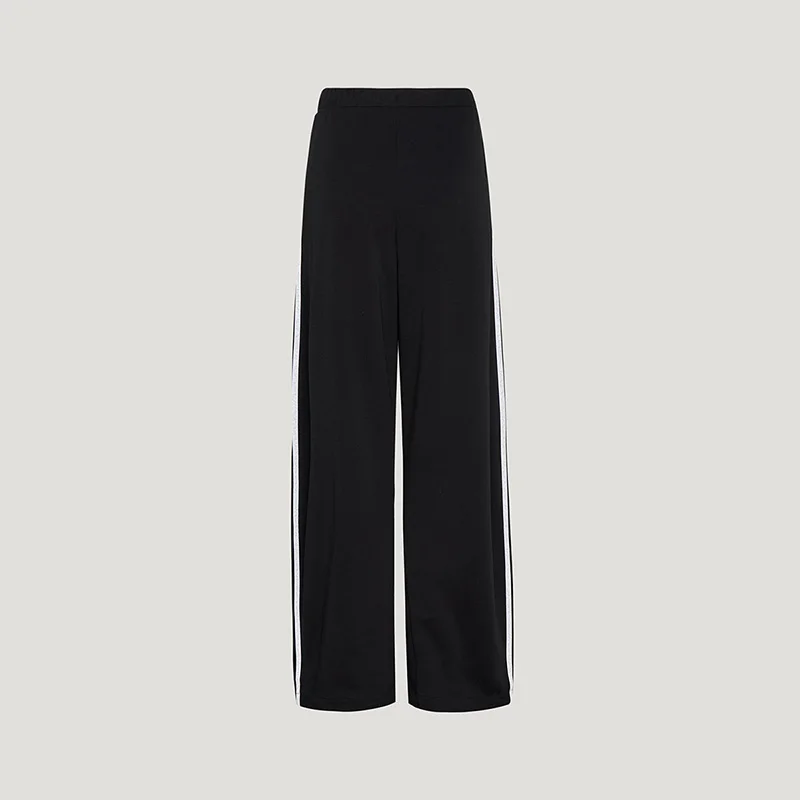 Adidas KX6702 Women Knit Long Pants Black Loose Wide Leg Double Sided Fabric Drawstring Casual Trousers Free returns