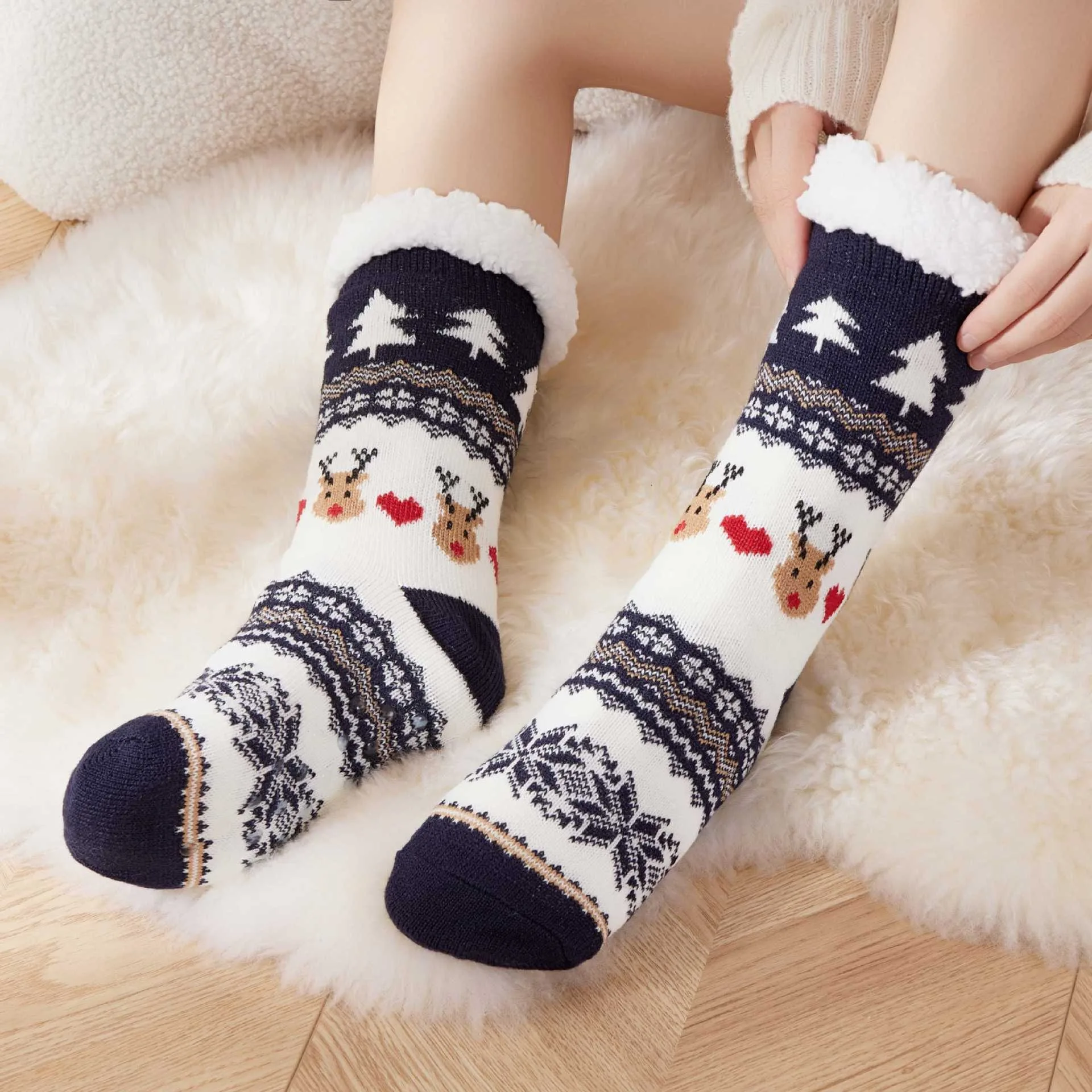 

Christmas Women Floor Socks Xmas Winter Fleece Sleeping Carpet socks Merry Christmas Gift Feliz Navidad Happy New Year 2026