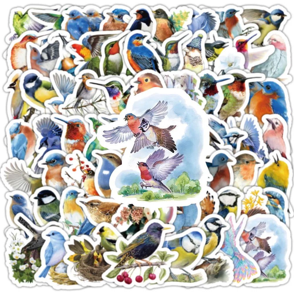 10/30/50PCS Cartoon Forest Ming Yue Colorful Bird Sticker Graffiti iPad Car DIY Wall Sticker Toy Waterproof Decoration Wholesale