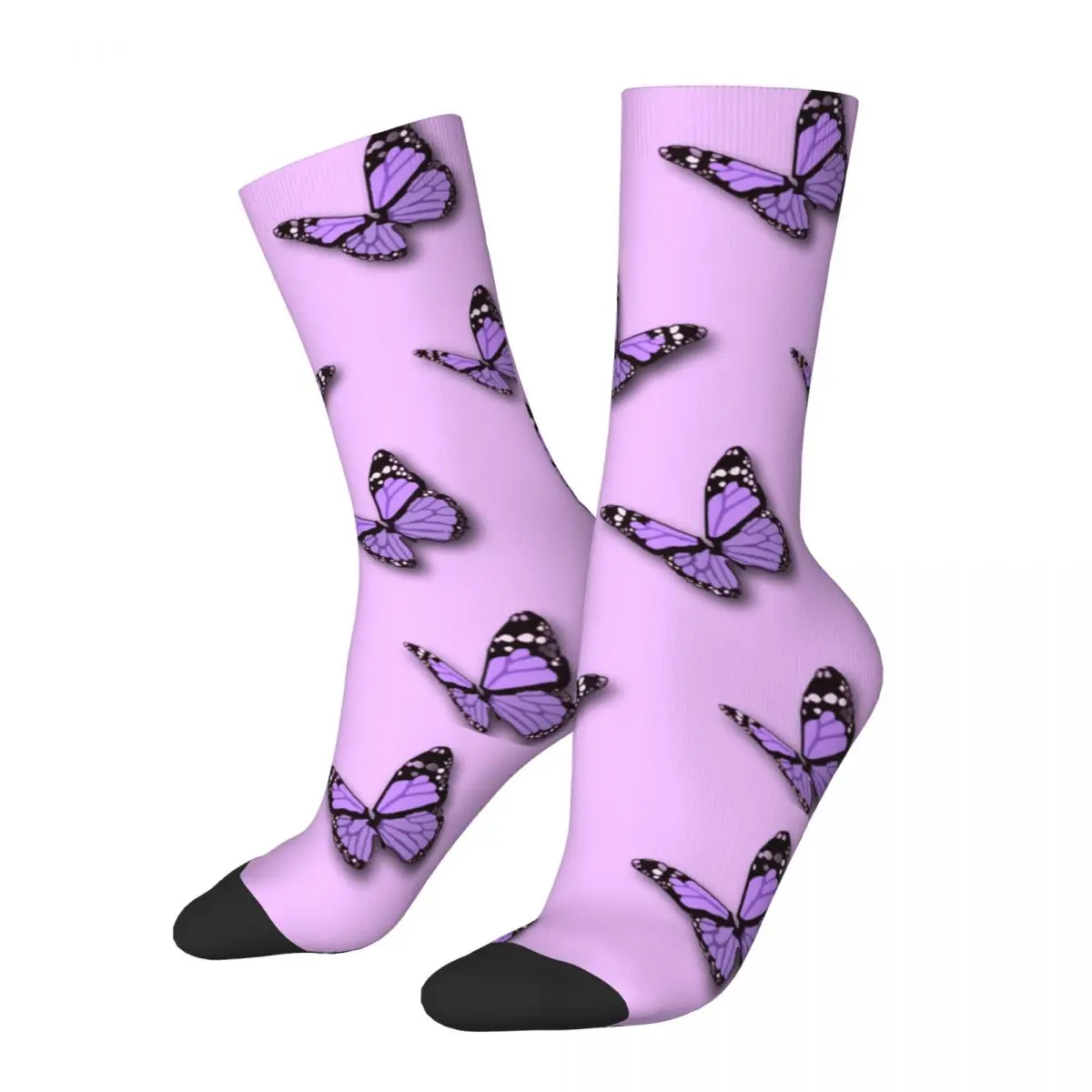 Lavender Butterflies Socks Harajuku Desgin Fashion Stockings Girls High Quality Outdoor Sports Socks Printed Non Slip Socks