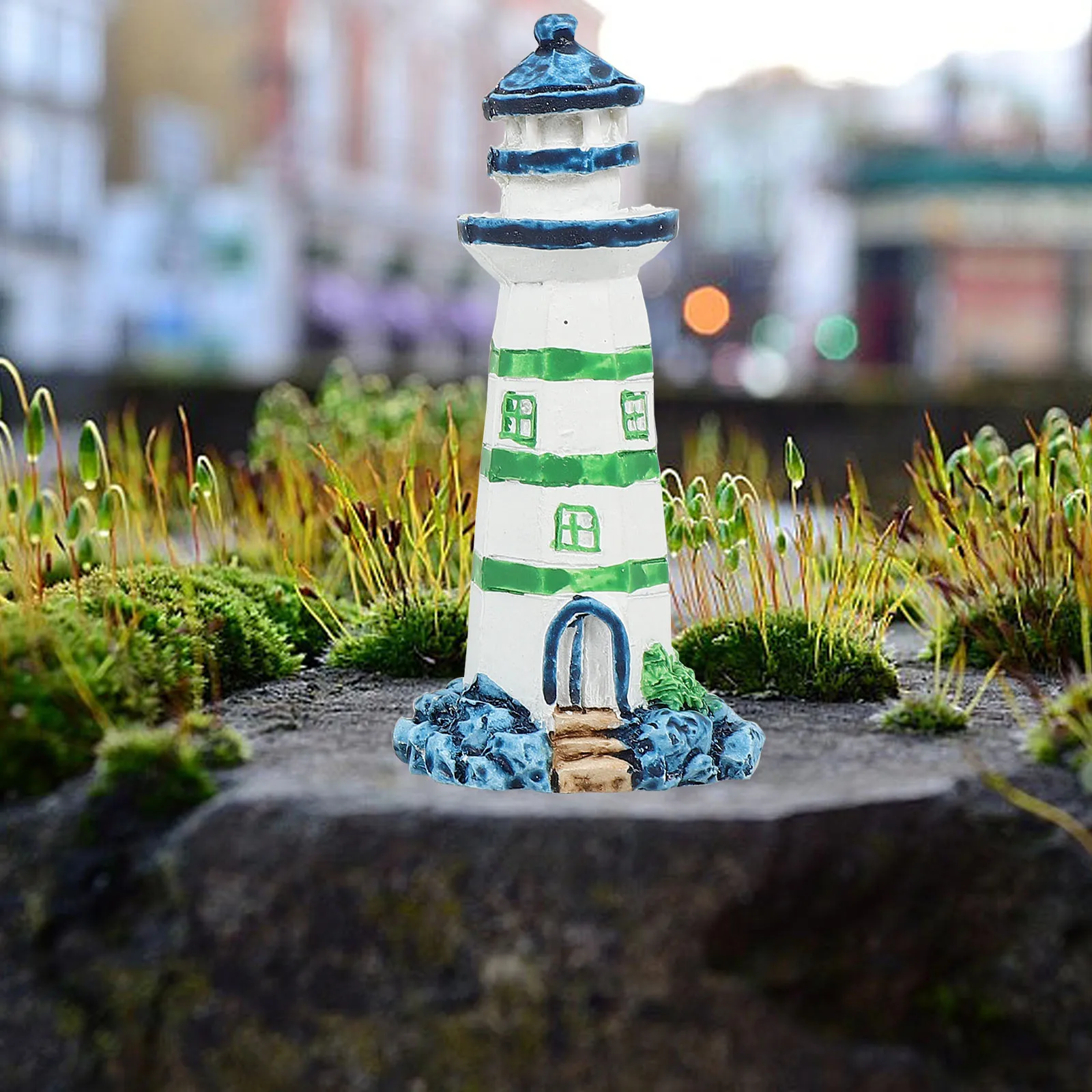 

4 Pcs Small Resin Lighthouse Ornaments Mediterranean Style Home Decor Desktop Garden Figurines Miniature Bonsai
