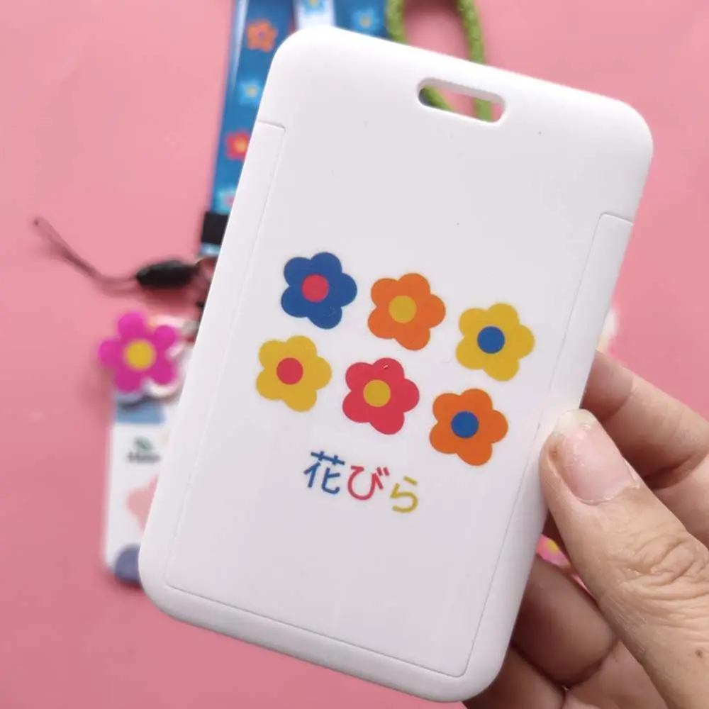 甘い花オフィス学校銀行クレジットカードストラップキーホルダー名札バスカードケースカードホルダーワークカードバッグバッジホルダー