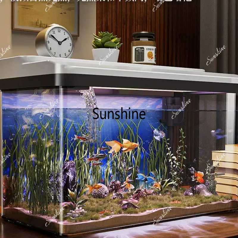 Household desktop fish tank filter oxygen generator all-in-one machine imitation glass drop-resistant living room water-free