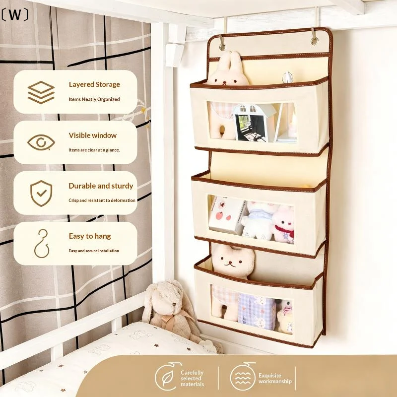 〔W〕2-3 Layers Hanging Storage Bag Behind The Door Wall Mounted Organizer Wardrobe Sundries Bag No Drill