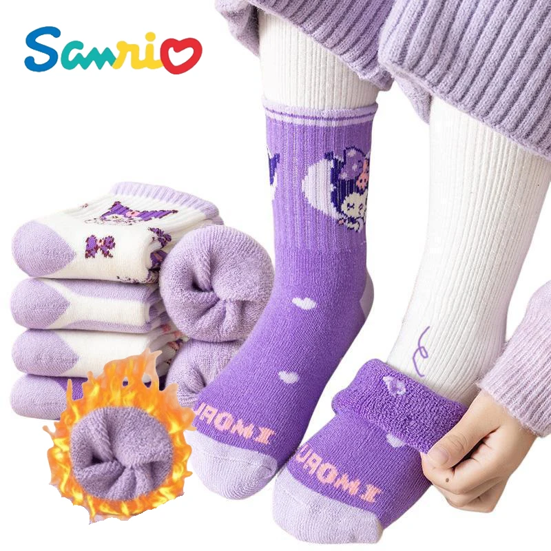 אנימה kawaii sanrios שלי מלודי kuromi החורף מעובה בנות קטיפה חם גרב ילד באמצע עגל הביתה בית-עגל בית בייבי קומה גרביים שינה גרביים